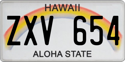 HI license plate ZXV654