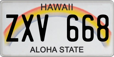HI license plate ZXV668