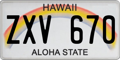 HI license plate ZXV670