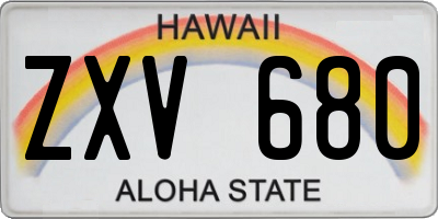 HI license plate ZXV680