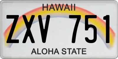HI license plate ZXV751