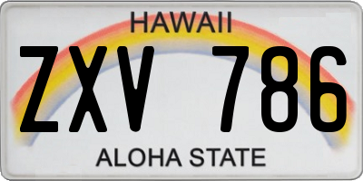 HI license plate ZXV786