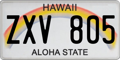 HI license plate ZXV805