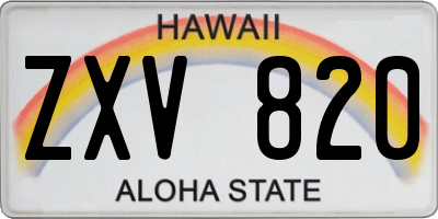 HI license plate ZXV820
