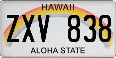 HI license plate ZXV838