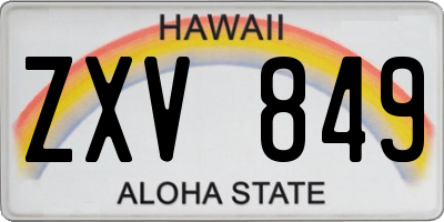HI license plate ZXV849