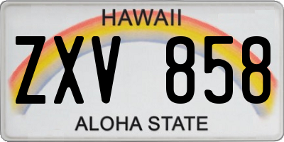 HI license plate ZXV858