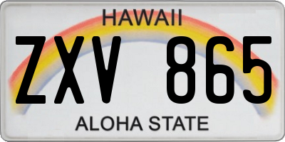 HI license plate ZXV865
