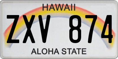HI license plate ZXV874