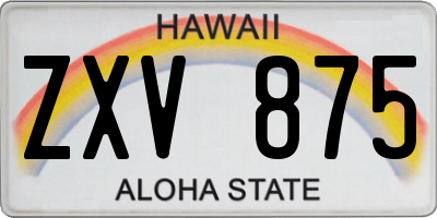 HI license plate ZXV875