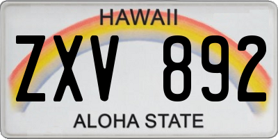 HI license plate ZXV892
