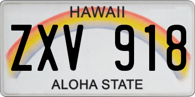 HI license plate ZXV918
