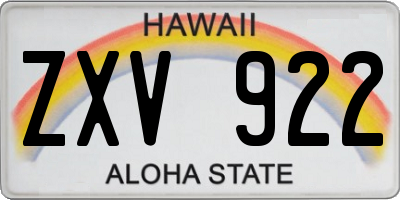 HI license plate ZXV922