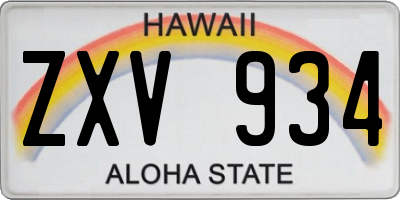 HI license plate ZXV934