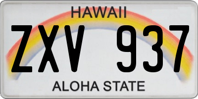 HI license plate ZXV937