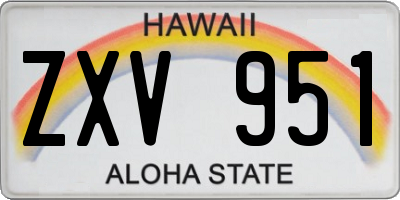 HI license plate ZXV951