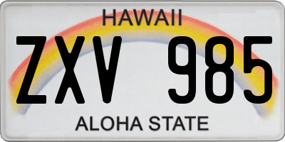 HI license plate ZXV985