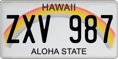 HI license plate ZXV987