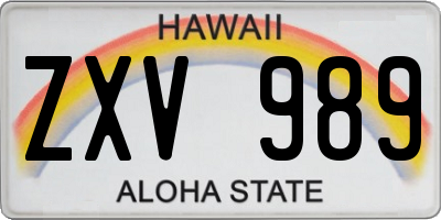 HI license plate ZXV989
