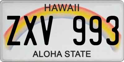 HI license plate ZXV993