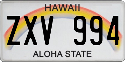 HI license plate ZXV994