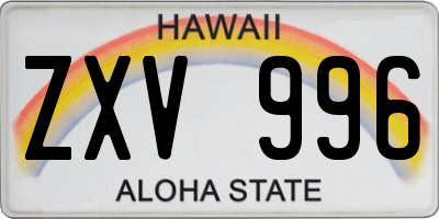 HI license plate ZXV996