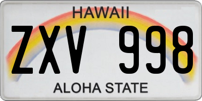 HI license plate ZXV998