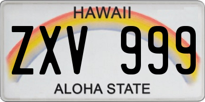HI license plate ZXV999