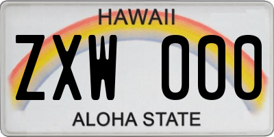 HI license plate ZXW000