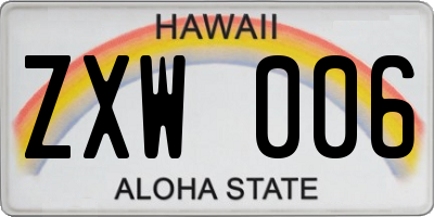 HI license plate ZXW006