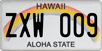 HI license plate ZXW009