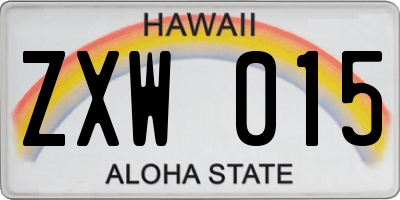 HI license plate ZXW015