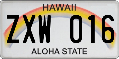 HI license plate ZXW016