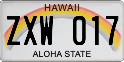 HI license plate ZXW017