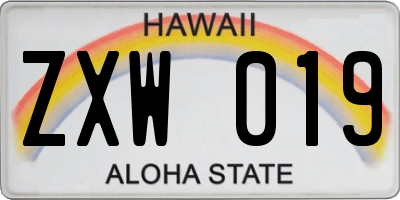 HI license plate ZXW019