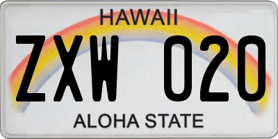 HI license plate ZXW020