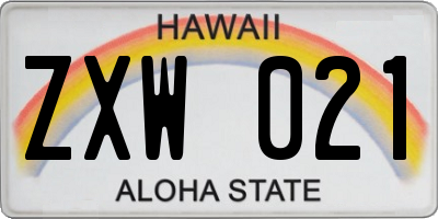 HI license plate ZXW021