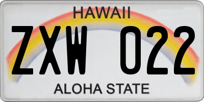 HI license plate ZXW022