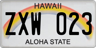 HI license plate ZXW023
