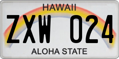 HI license plate ZXW024