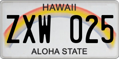 HI license plate ZXW025