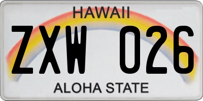 HI license plate ZXW026