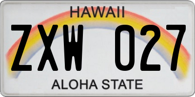 HI license plate ZXW027