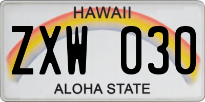 HI license plate ZXW030