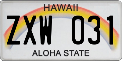 HI license plate ZXW031