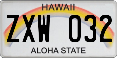 HI license plate ZXW032