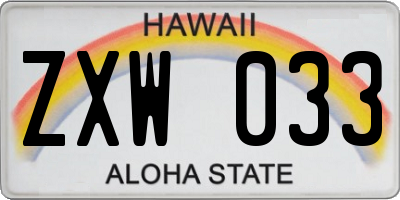 HI license plate ZXW033