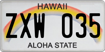 HI license plate ZXW035