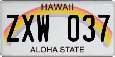 HI license plate ZXW037