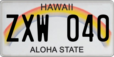 HI license plate ZXW040
